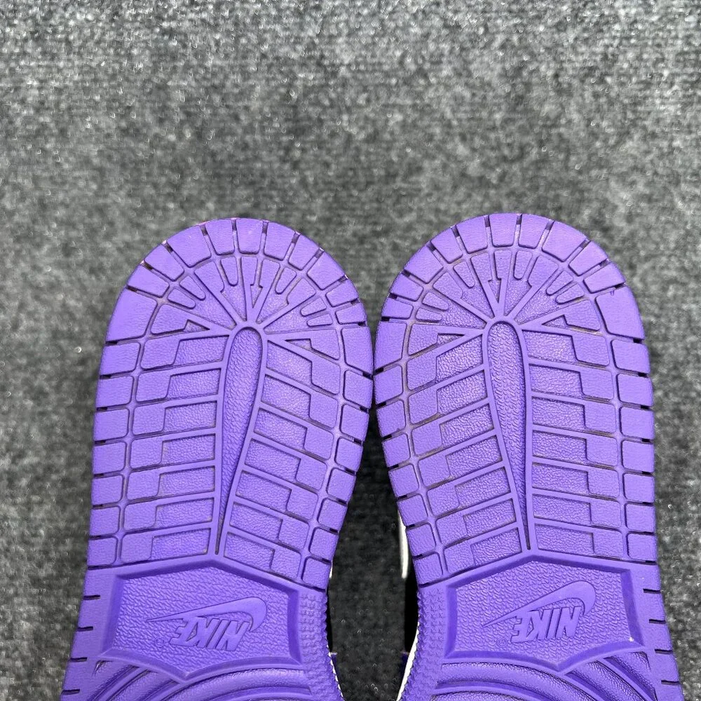 Jordan 1 Low Shoes Youth Size 4.5 Court Purple Black Athletic Basketball Sneaker